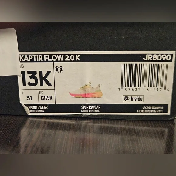 Adidas Kids Kaptir Flow 2.0 Shoes in Cream and Pink size 13K - Picture 4 of 10